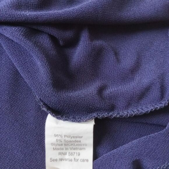 NY Collection Navy Blue Half Sleeve Asymmetrical Stretchy Blouse Women's Large - Picture 5 of 12